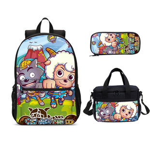 喜羊羊与灰太狼卡通小学生书包可爱的儿童双肩包饭盒包斜挎包笔袋