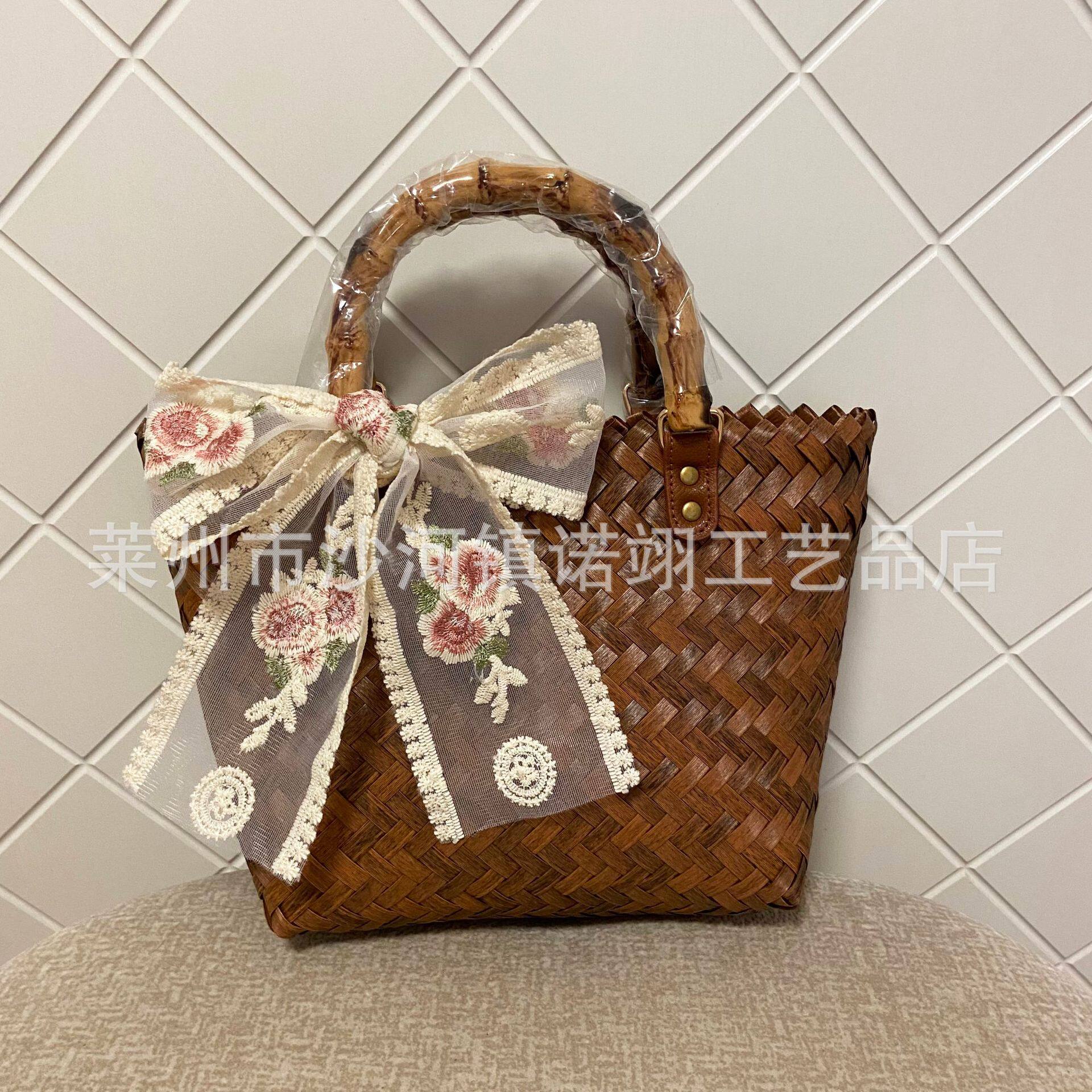 韩版外贸编织塑料沙滩购物篮