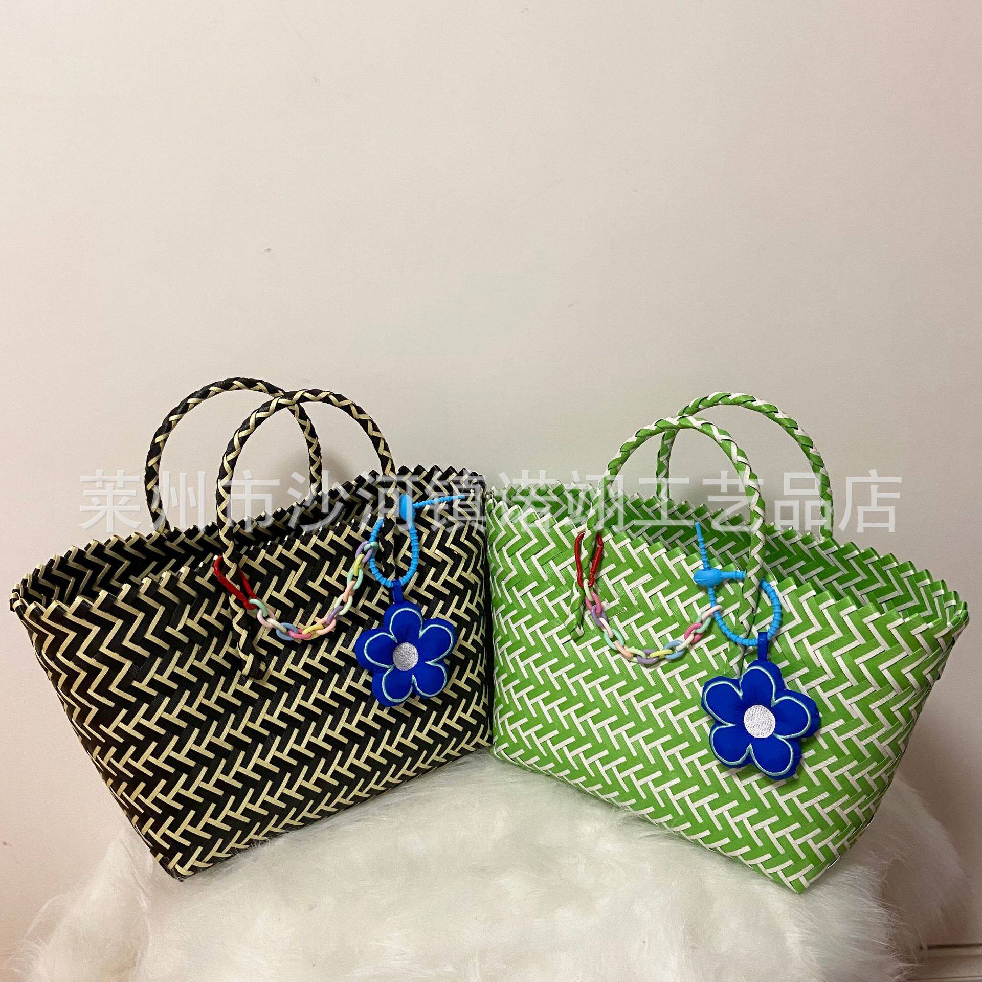 厂家直销手工塑料编织购物包