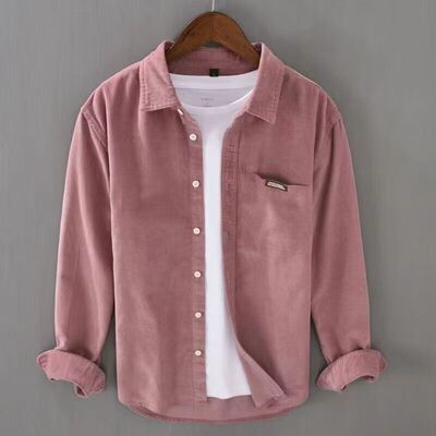灯芯绒长袖衬衫男薄款外套春秋新款文艺宽松休闲百搭工装男士衬衣