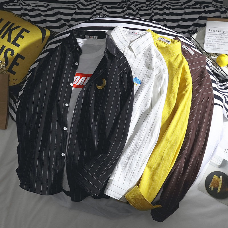 bf刺绣韩版修身小清新长袖衬衫