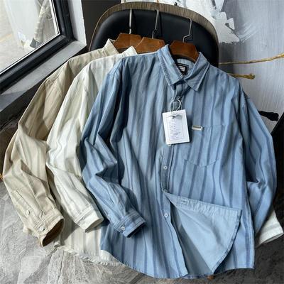 潮流帅气!自带肌理感!定制竖条纹情侣灯芯绒衬衫男士休闲衬衣秋12