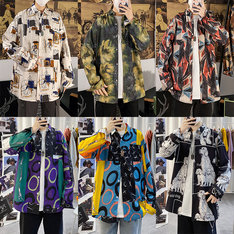 复古痞帅韩版潮流情侣长袖衬衣