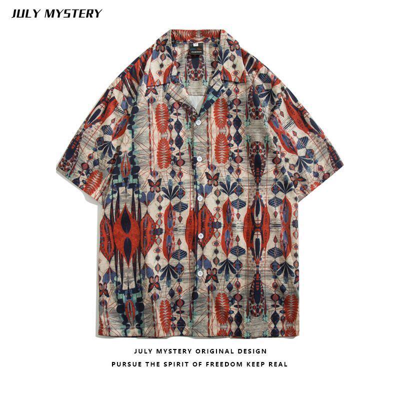 衬衫研究所 夏天蝴蝶印花情侣ins流行海边法式泰国休闲街头花衬衣