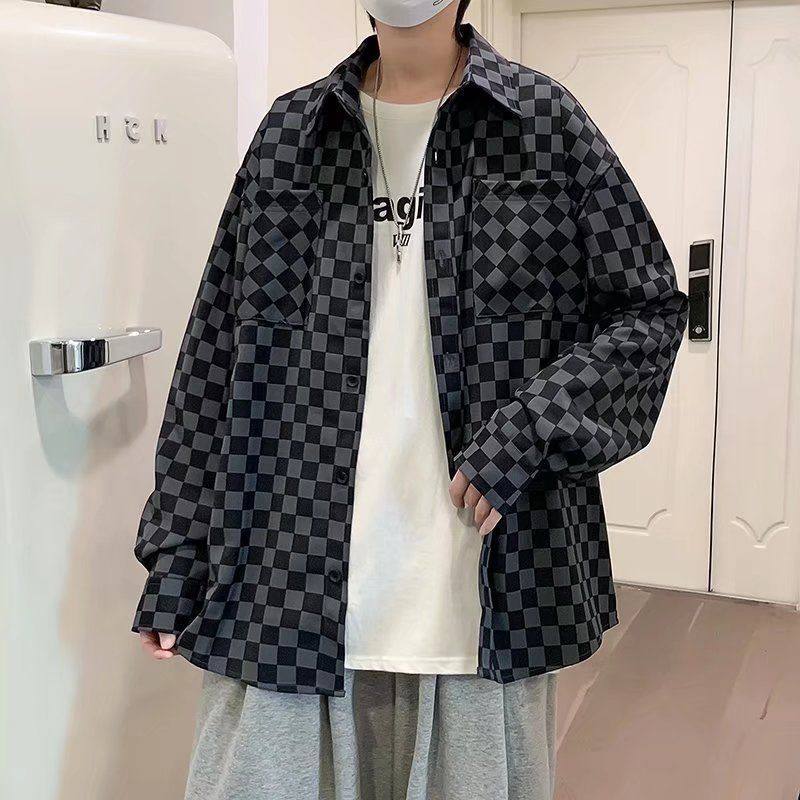 春秋款长袖衬衫男港风休闲百搭格子衬衣复古潮流帅气高档上衣外套,男装,衬衫,淘宝优惠券,粉丝福利购,淘宝优惠卷