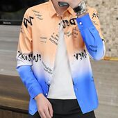 衬衫 春秋季 长袖 短袖 轻奢男士 潮流发型师长袖 夏季 2023韩版 潮牌上衣