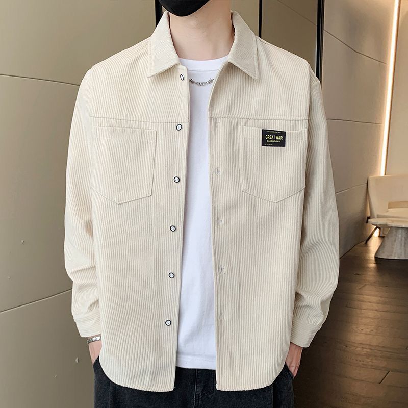 灯芯绒夹克衬衫男士春秋新款潮牌外套休闲工装上衣服宽松百搭男装