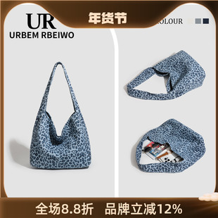 UR包包女韩国高颜值小众帆布水桶包洋气百搭豹纹托特包单肩腋下包