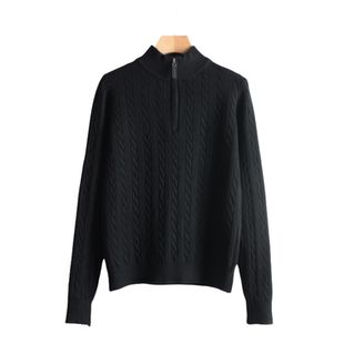 妞妞家秋季新品女士拉链复古麻花长袖立领套头毛衣外套8038