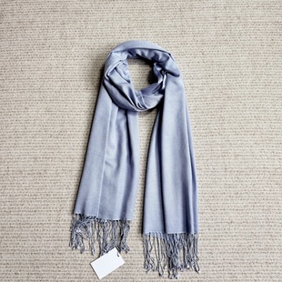 妞妞家秋冬新品女士TH简约桑蚕丝羊绒简约针织流苏百搭围巾8701