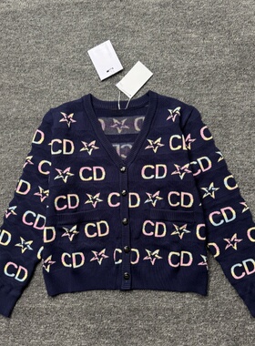 妞妞家春季新品女士双面织V领棉质长袖针织开衫外套86448