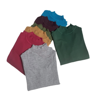 妞妞家秋季新品女士简约百搭全羊毛半高领高弹长袖套头针织衫8563