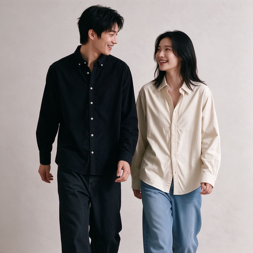 妞妞家春秋灯芯绒纯棉衬衫男女同款长袖复古宽松休闲情侣衬衣2262