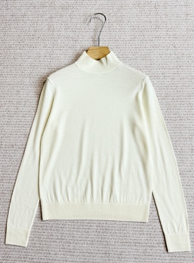 妞妞家春秋新品女士TH简约经典半高领美丽诺羊毛打底针织衫8679