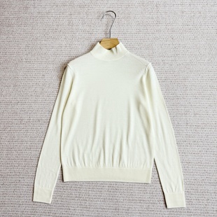 妞妞家春秋新品女士TH简约经典半高领美丽诺羊毛打底针织衫8679