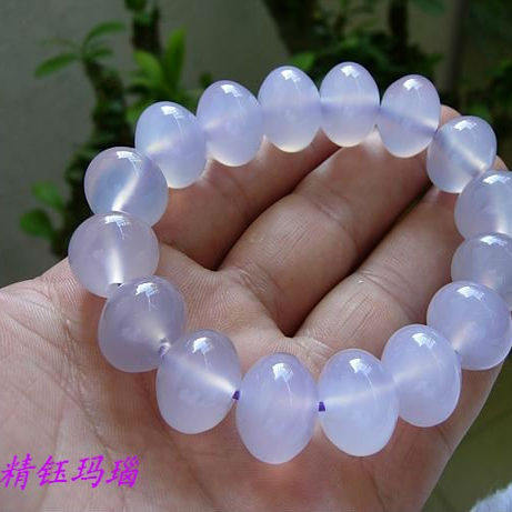 【精钰玛瑙】正品纯天然巴西玛瑙盘珠手链16mm 紫罗兰色 手珠