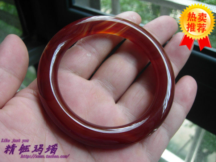 正品纯天然巴西红玛瑙圆条手镯52mm  复古手镯 精美纹理 女款礼物