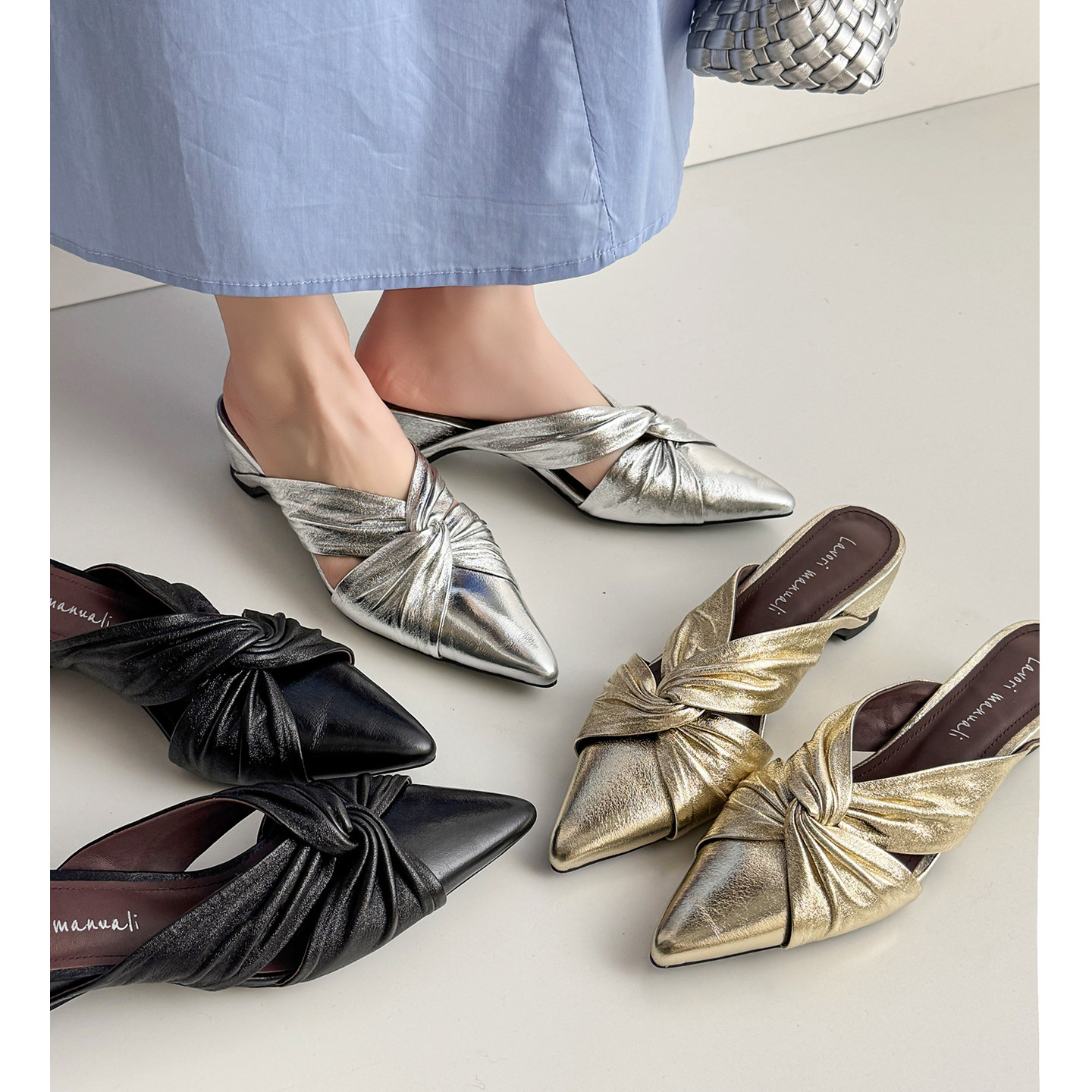 欧美优雅简约金色羊皮尖头高跟拖鞋百搭夏季镂空外穿午后跟女鞋子,女鞋,毛毛鞋,淘宝优惠券,粉丝福利购,淘宝优惠卷