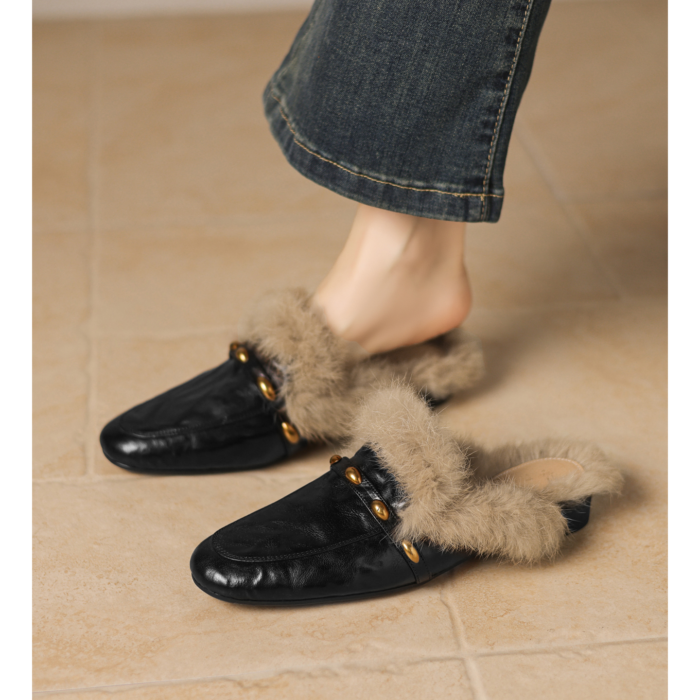 韩版甜美慵懒风无后跟女鞋