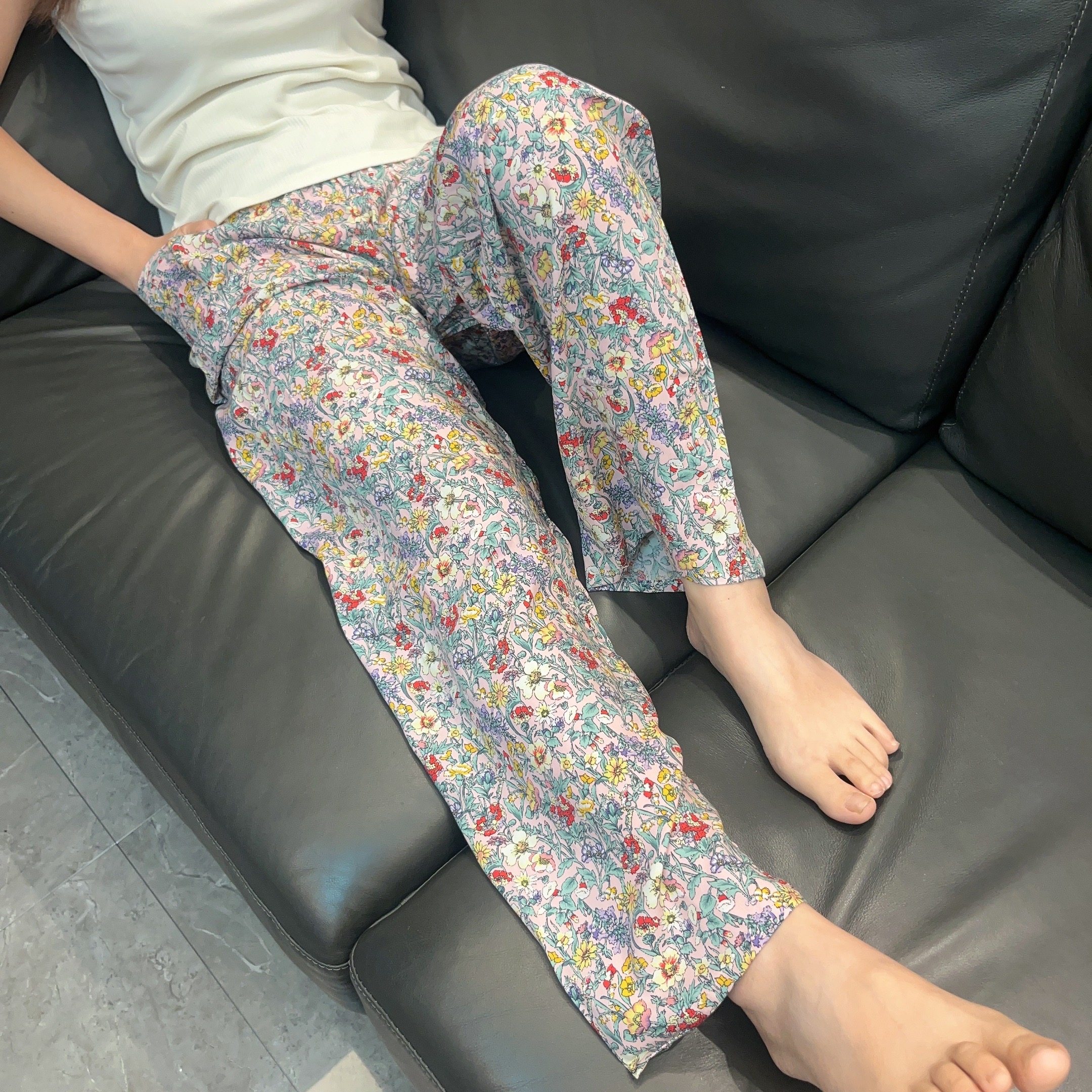 休闲棉绸女裤人造棉灯笼裤哈伦裤阔腿收口裤薄家居裤睡裤长裤夏