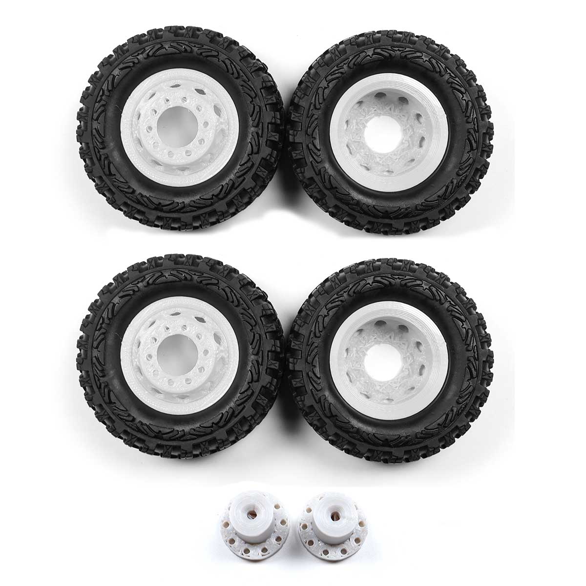 直径60mm卡车轮胎3D打印仿真轮毂橡胶胎皮遥控车WPL顽皮龙改装