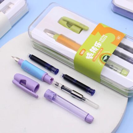 小白点转转乐减压软胶套正姿两用钢笔EF笔尖初学者练字学生用送礼