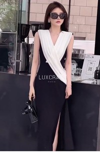 夏宴会裙子高端赫本风高级感气质名媛黑色无袖 LUXCRAIG法式 连衣裙