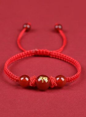 ins红玻璃十二生肖女手串生肖小