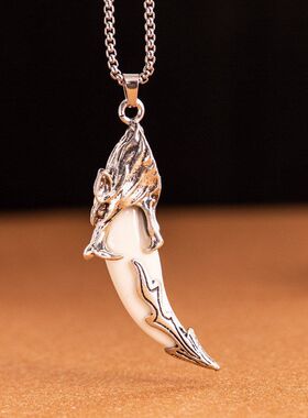 创意项链时尚潮流男士韩版吊坠尖头霸气源狼牙学生个性饰品地摊货