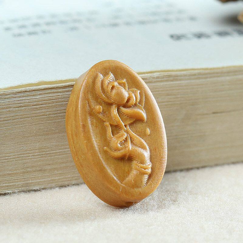 莲花牌佛手 文玩手项链雕刻佛珠串通檀木手机挂件DIY孔隔珠