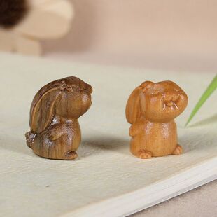 挂件包diy天然配件绿小兔子钥匙包配饰檀木可爱手机通孔吊坠实木