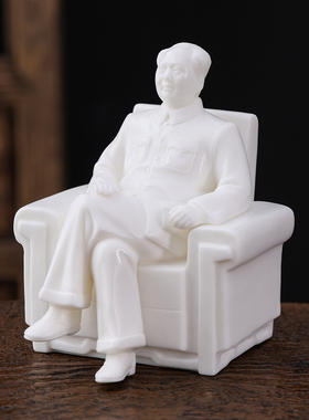 白色陶瓷伟人主席像装饰摆件