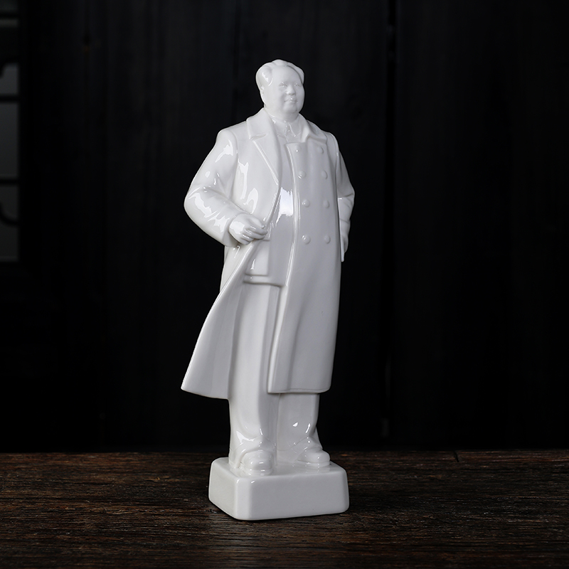 白色陶瓷伟人主席像桌面摆件复古人物雕塑装饰品