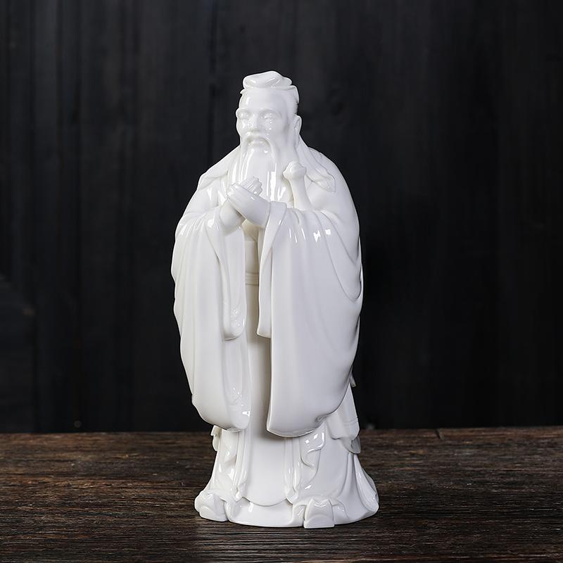 孔夫子摆件孔子白瓷摆件古代历史人物收藏全身雕像传统收藏工艺品