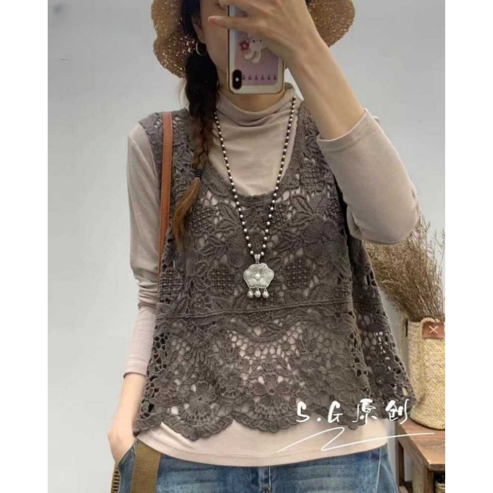 2025新款夏季背心镂空纯色马甲