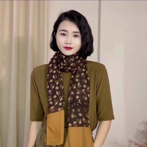 围巾印花文艺女士春秋