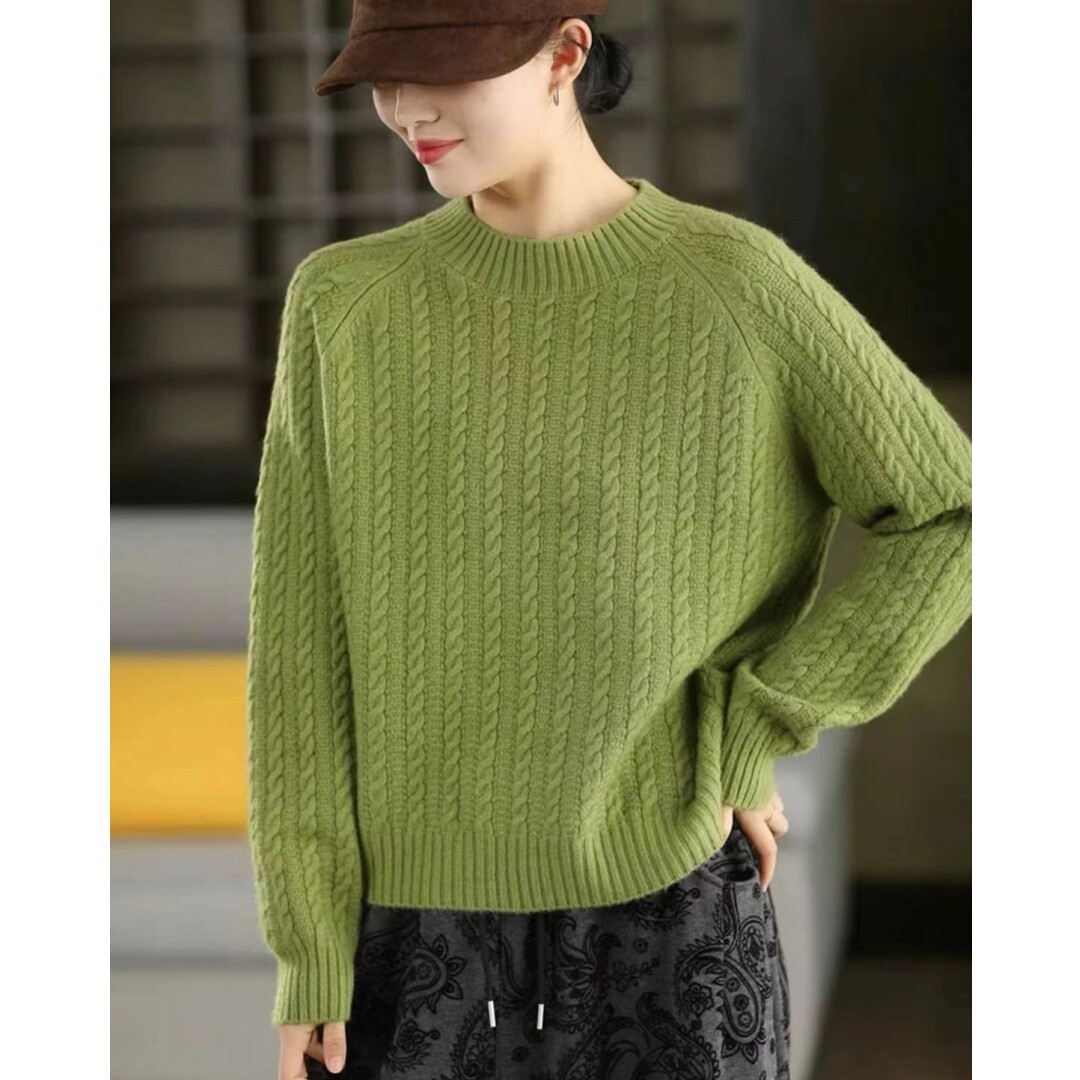 2025定制抗起球麻花提花套头针织衫冬季新款时尚百搭女上衣,女装/女士精品,毛针织衫,淘宝优惠券,粉丝福利购,淘宝优惠卷