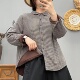 百搭秋冬格纹衬衫 千鸟格2025纯棉夹棉长袖 女士保暖女士衬衫