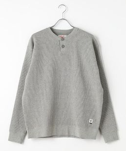 上衣 高克重华夫格亨利领针织衫 日单Van 男士