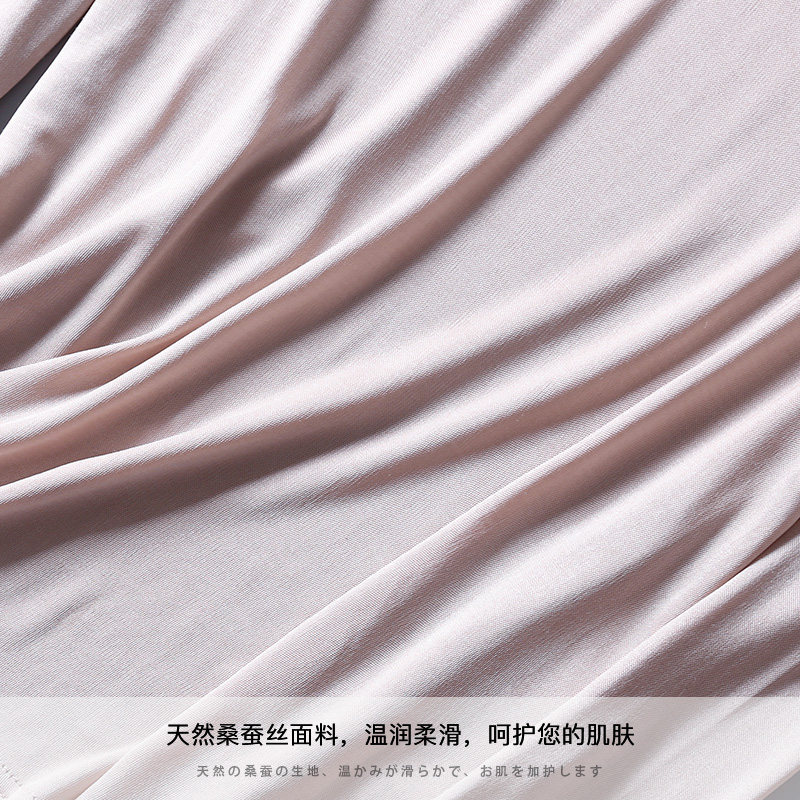 HIGH-END MULBERRY SILK WOMENS SILK KNITTED LACE V-NECK THERMAL UNDERWEAR SET BOTTOMING LONG JOHNS