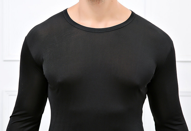 SILK MENS AUTUMN CLOTHES AND TROUSERS SUIT MULBERRY SILK ROUND NECK COTTON SWEATER SLIM WARM AND COMFORTABLE BOTTOMING UNDERWEAR SET