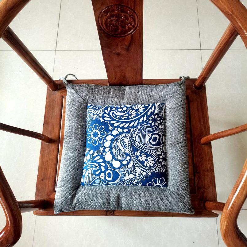 新中式棉麻椅垫坐垫加厚布艺方形现代四季家用餐厅餐椅榻榻米坐垫