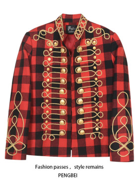 英伦风刺绣多纽扣年会酒会歌手演出直播军阀装刺绣西装潮外套9001