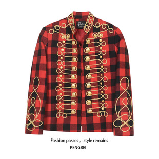 英伦风刺绣多纽扣年会酒会歌手演出直播军阀装刺绣西装潮外套9001