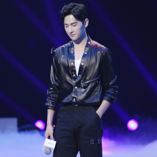 发型师机车pu开衫 皮衣外套6005 美发演出舞台歌手表演年会宽松衬衫