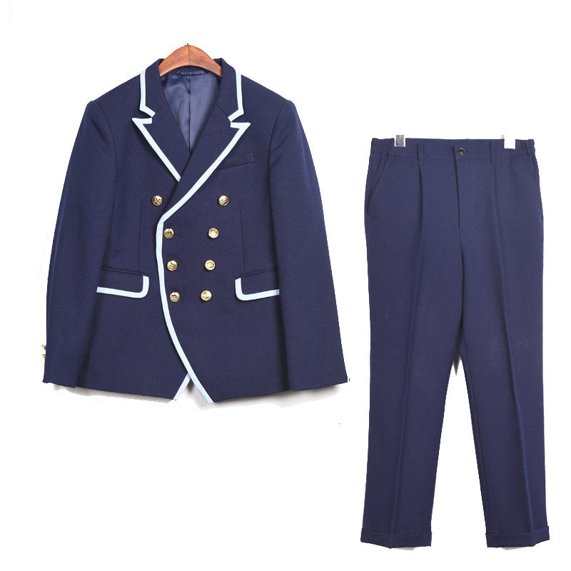 休闲蓝色男偶像练习生小学中学生校服团队跳舞比赛西服套装1013
