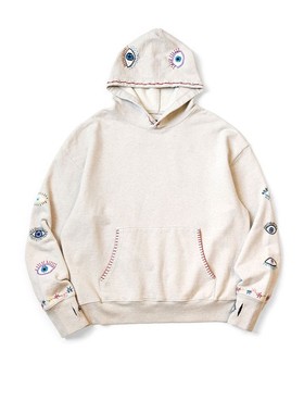 25SS KAPITAL 平田和宏 日系休闲眼睛趣味刺绣纯棉宽松连帽卫衣