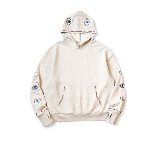 眼睛图案趣味刺绣日系宽松纯棉