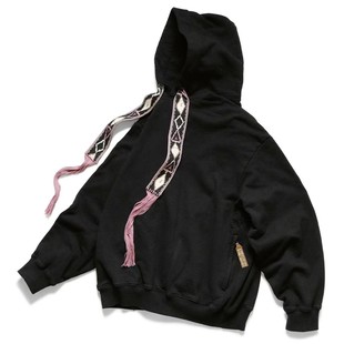 双色日系几何流苏民族风刺绣飘带宽松连帽 平田和宏 23SS KAPITAL