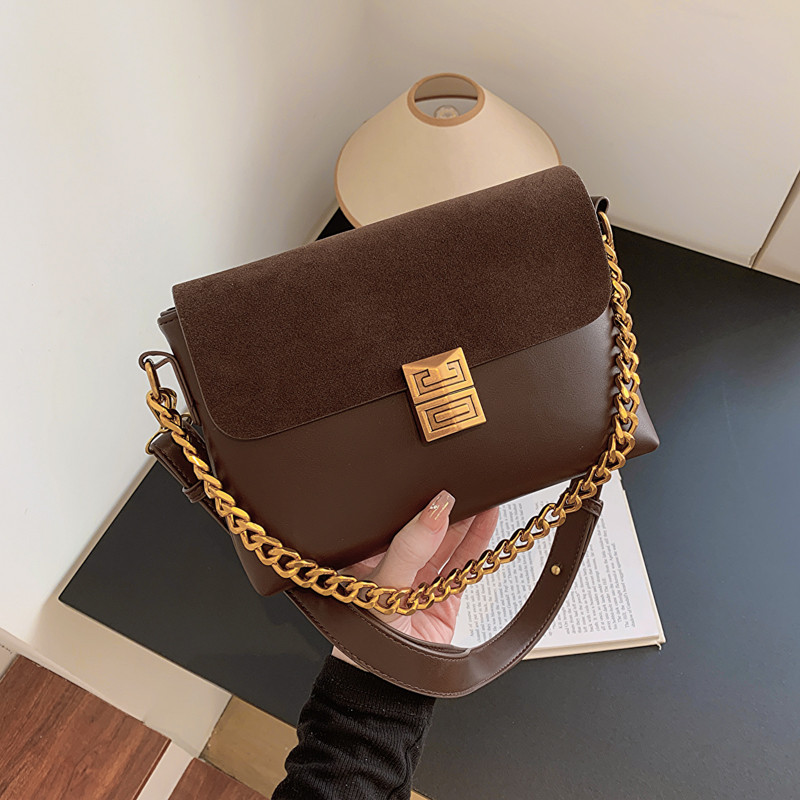 轻奢磨砂复古软皮链条包包女2023新款潮高颜值时尚百搭单肩斜挎包